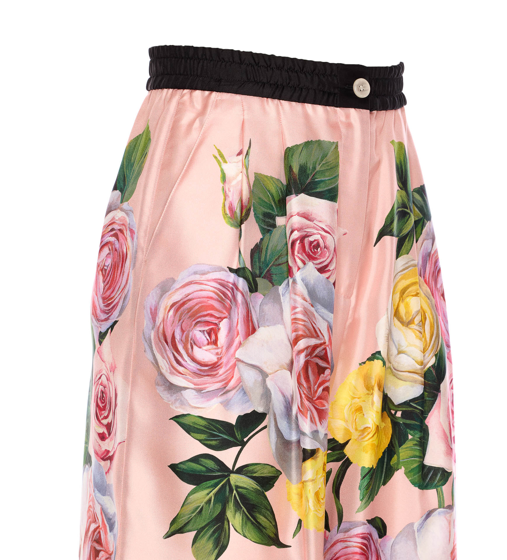 Dolce & Gabbana Floral Print High Waist Wide Leg Trousers In Multicolor