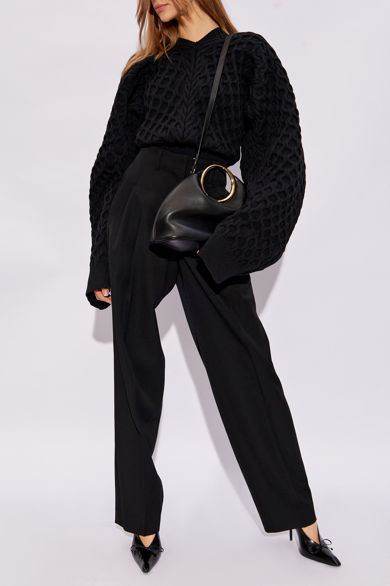 Jacquemus Knitted Oversized Sweater In Black