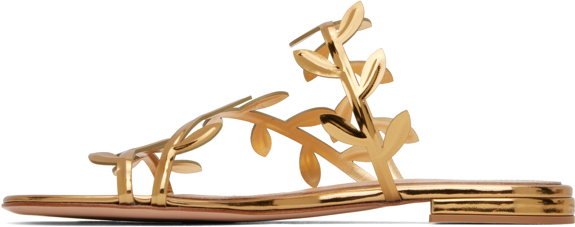 Gianvito Rossi Flavia Metallic-leather Slides In Gold