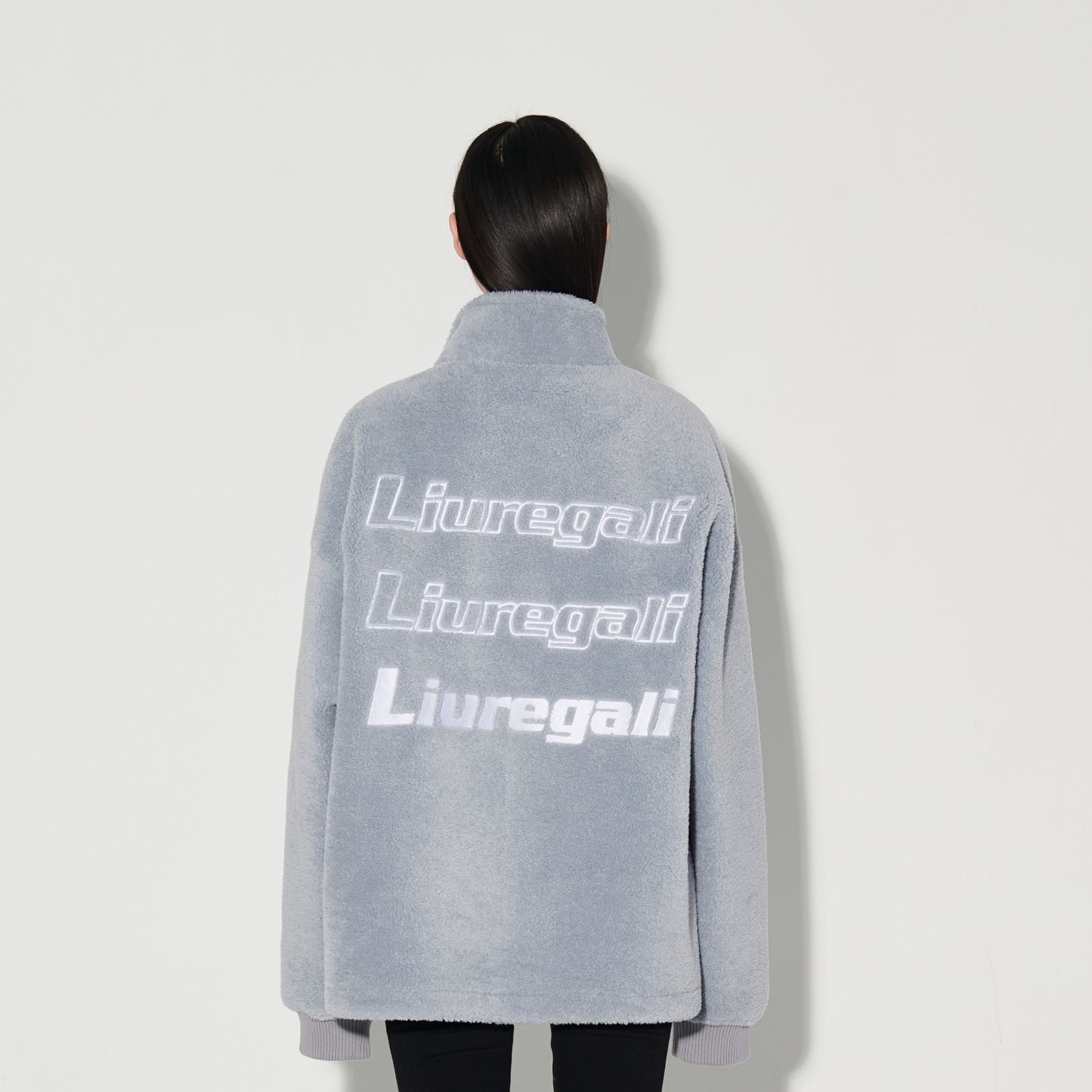 Liuregali Logo Collar Casual Jacket In Gray