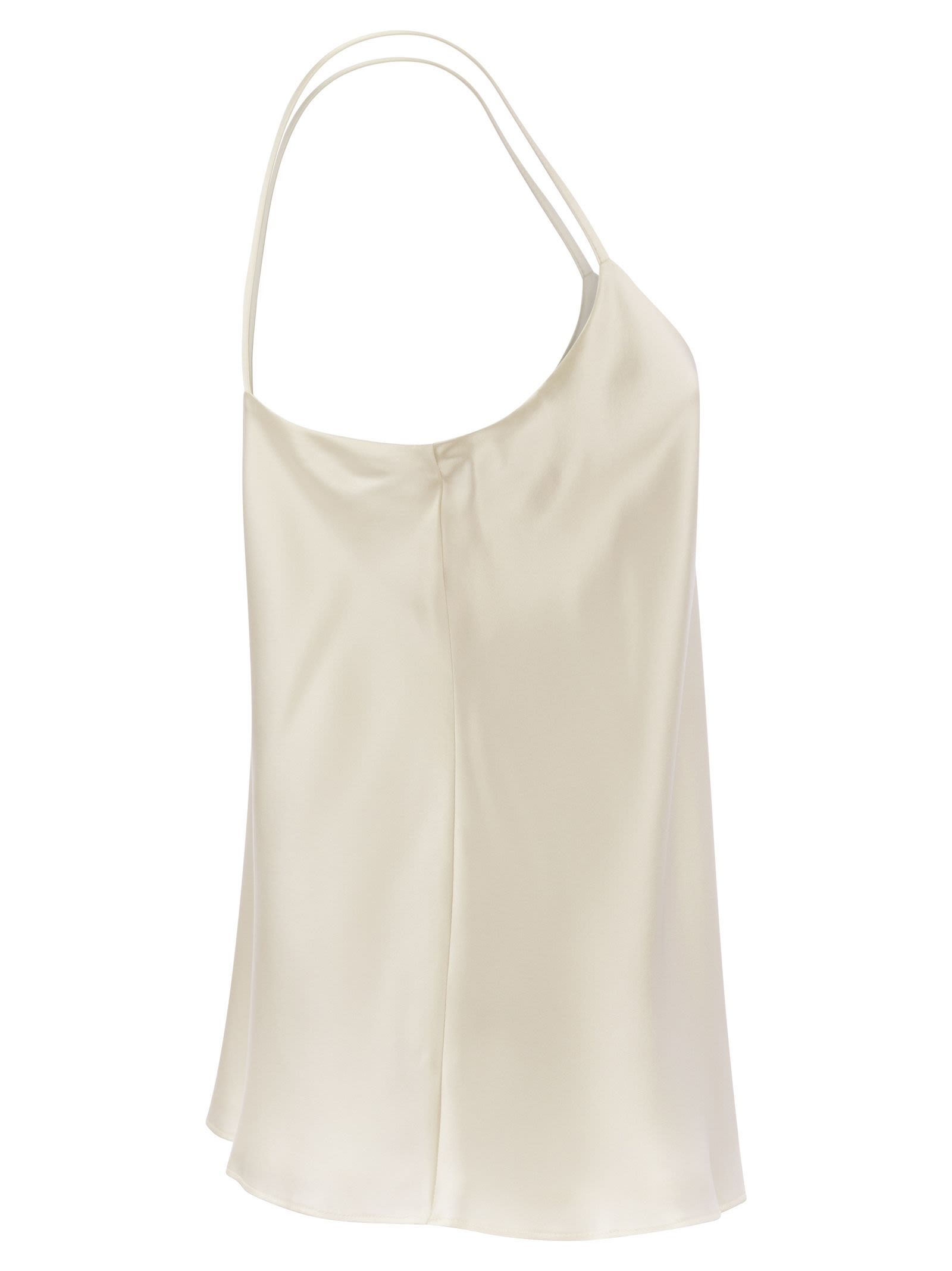 Max Mara Draped Silk Sleeveless V-neck Top In White