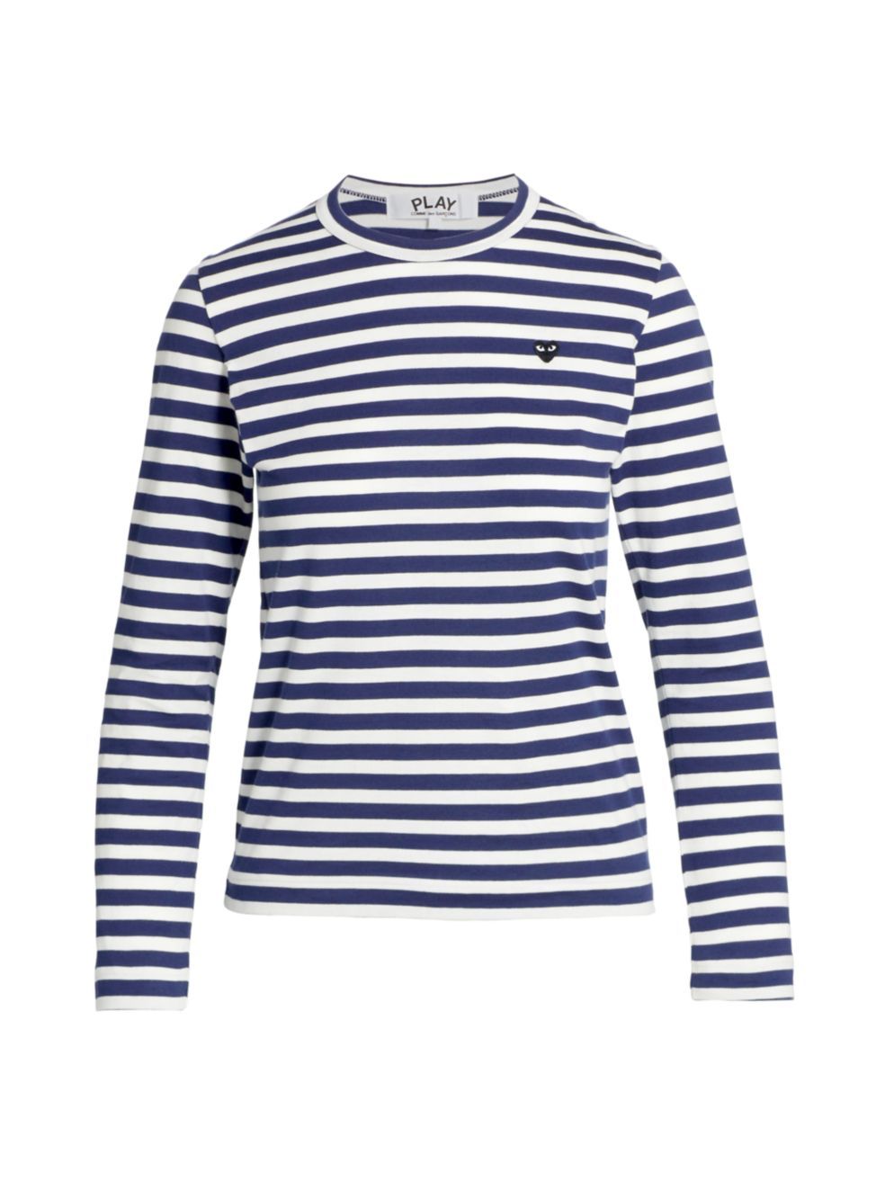 Comme Des Garçons Play Love Decal Striped T-shirt In Blue