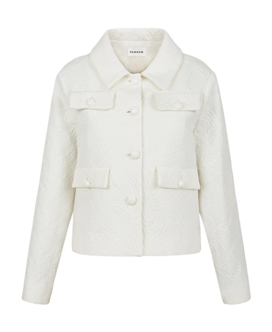 P.A.R.O.S.H EMBOSSED-TEXTURE CROPPED JACKET