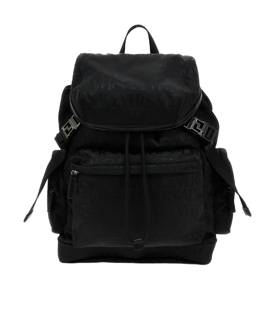 Versace Allover Backpack In Black