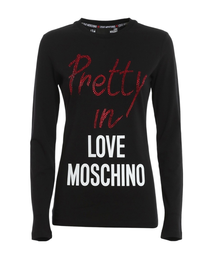 Moschino Logo Long-sleeved T-shirt In Black