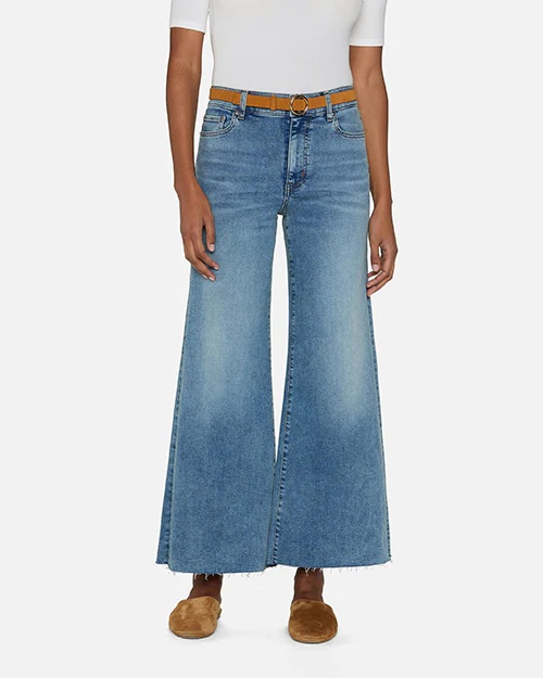 Frame Le Palazzo Crop Wide Leg Jeans In Blue