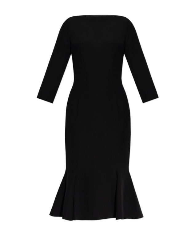 Marni Fluted-hem Midi Dress In Black
