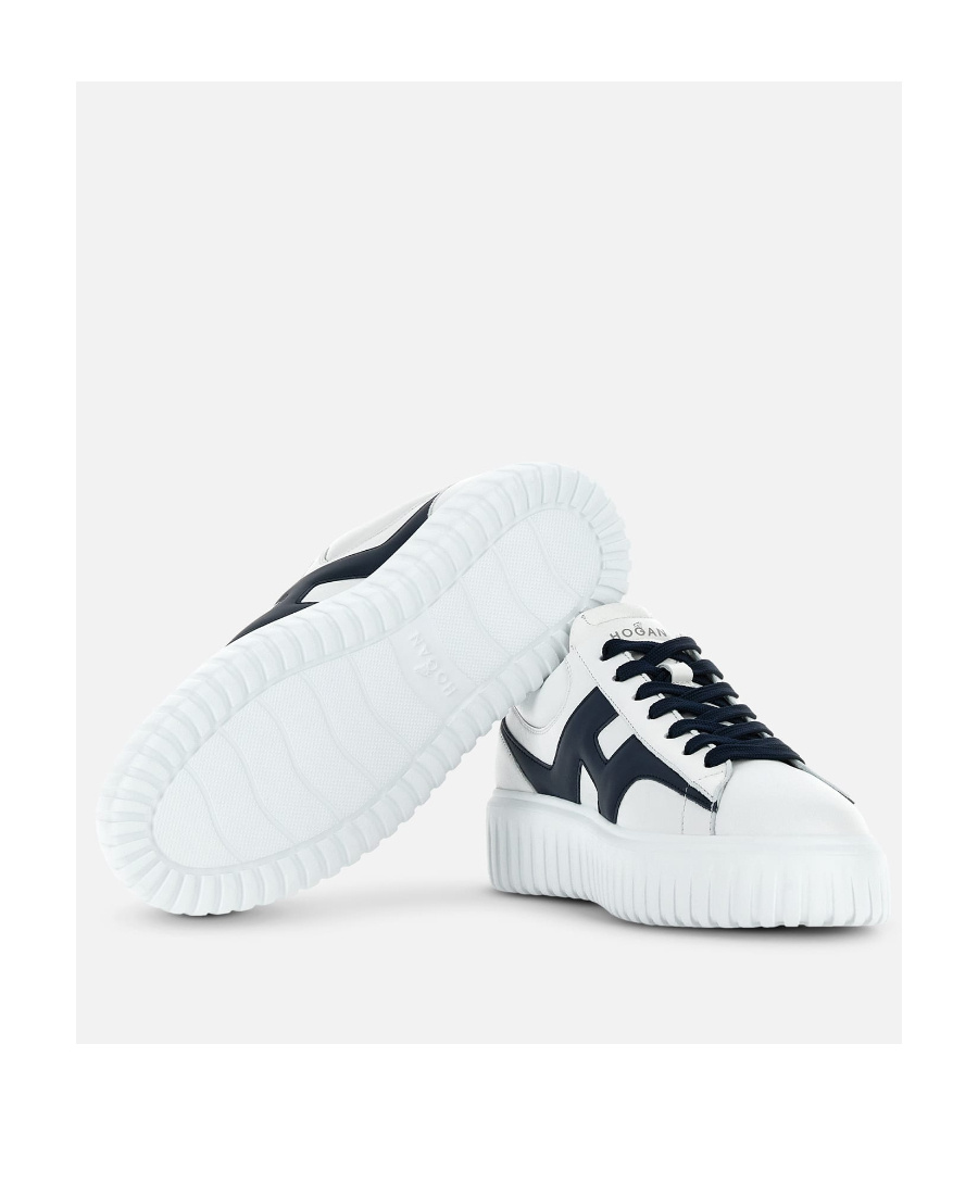 Hogan H-stripes Low-top Sneakers With Smooth Leather Upper In White