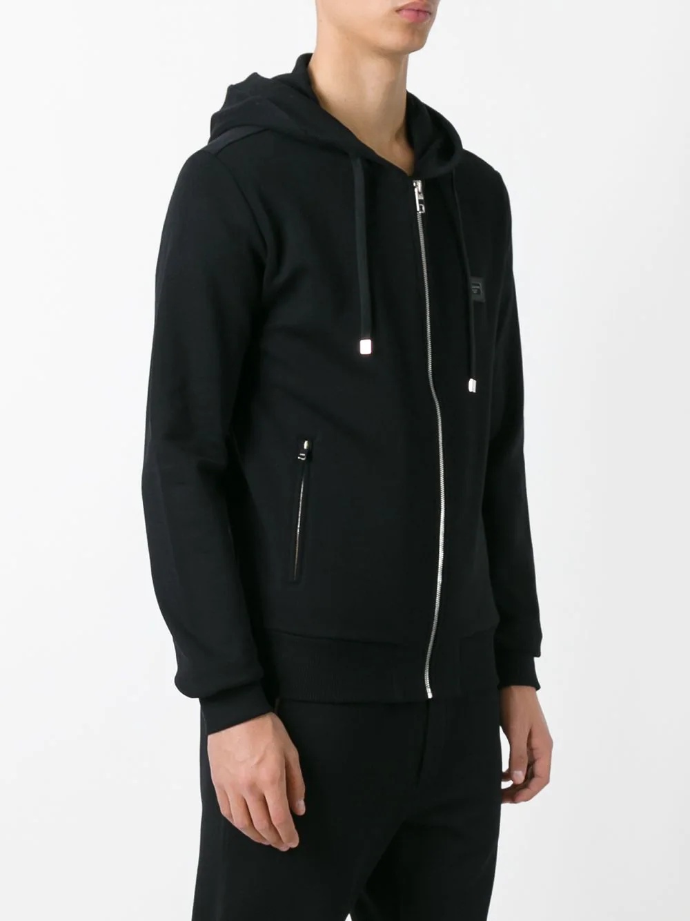 Dolce & Gabbana Drawstring Zip Hoodie In Black