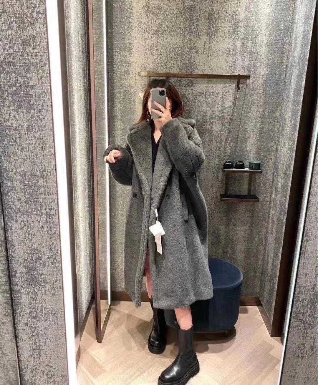 Max Mara Teddy Bear Icon Coat In Gray