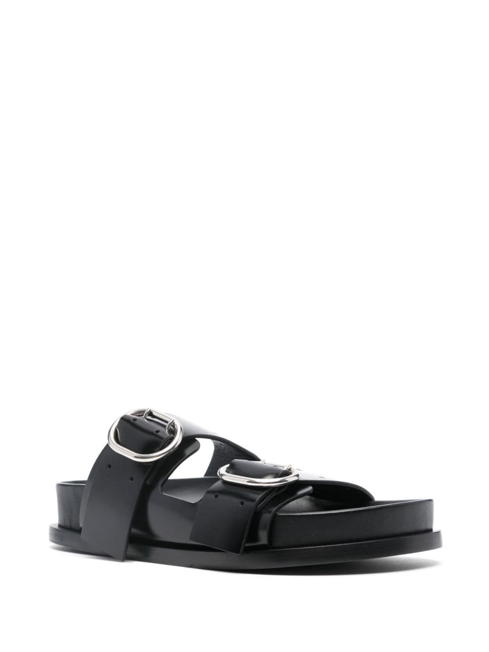 Jil Sander Buckled Leather Sandals In Black