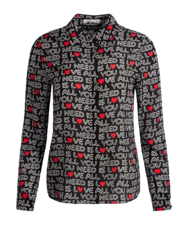 Shop Alice And Olivia X The Beatles Willa Shirt In Black