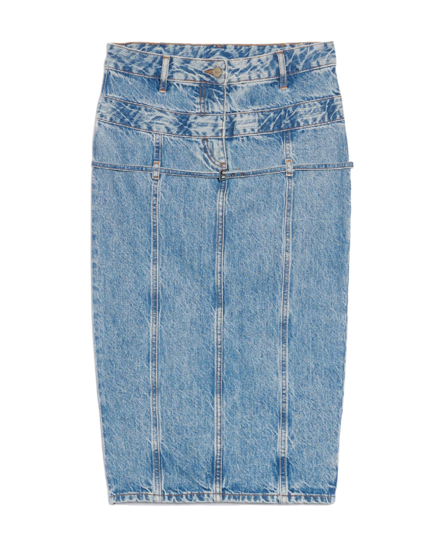 JACQUEMUS JACQUEMUS BELTED DENIM PENCIL SKIRT