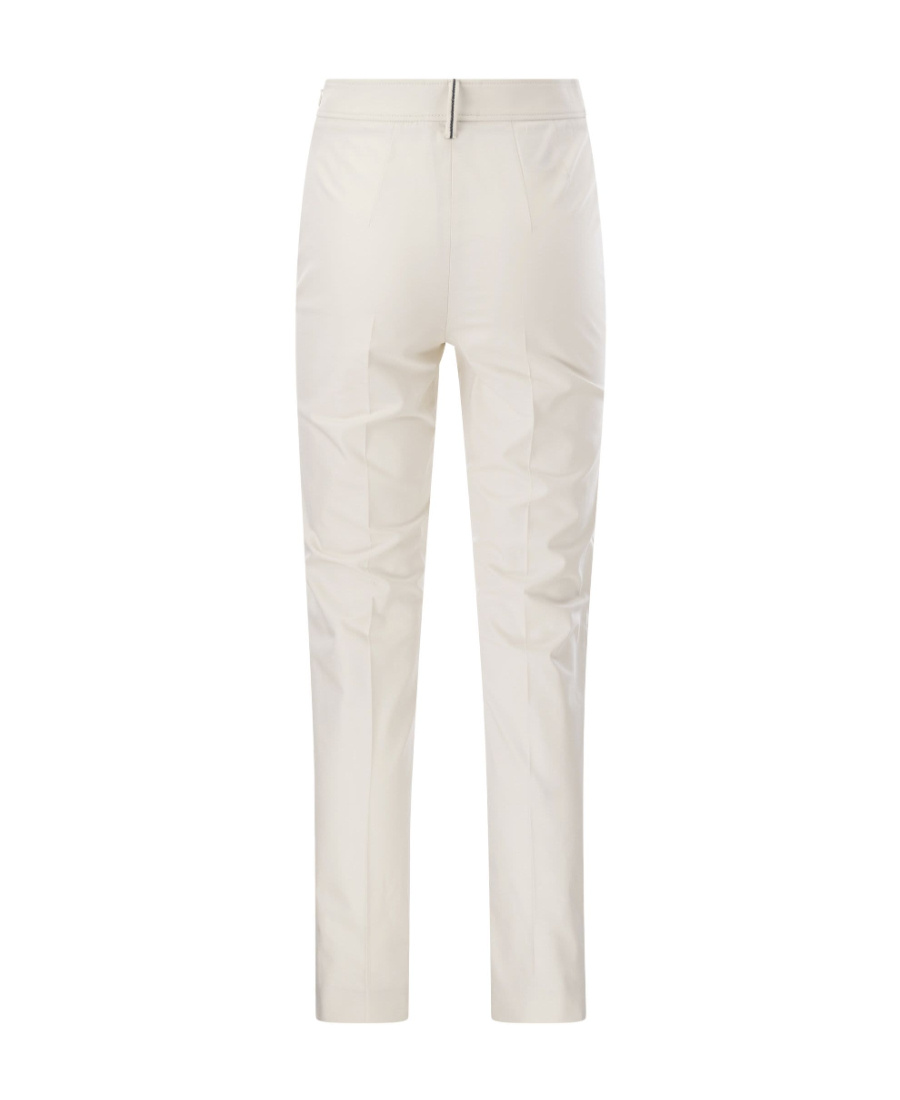 Brunello Cucinelli Cotton Twill Capri Trousers With Necklace In White