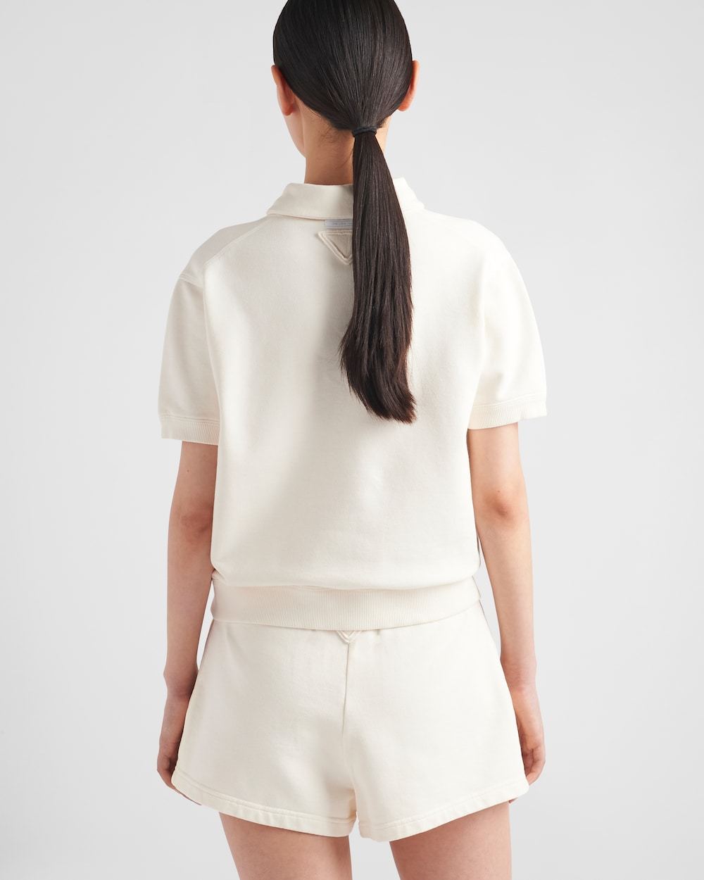 Prada Triangle-logo Cotton Shorts In Nude