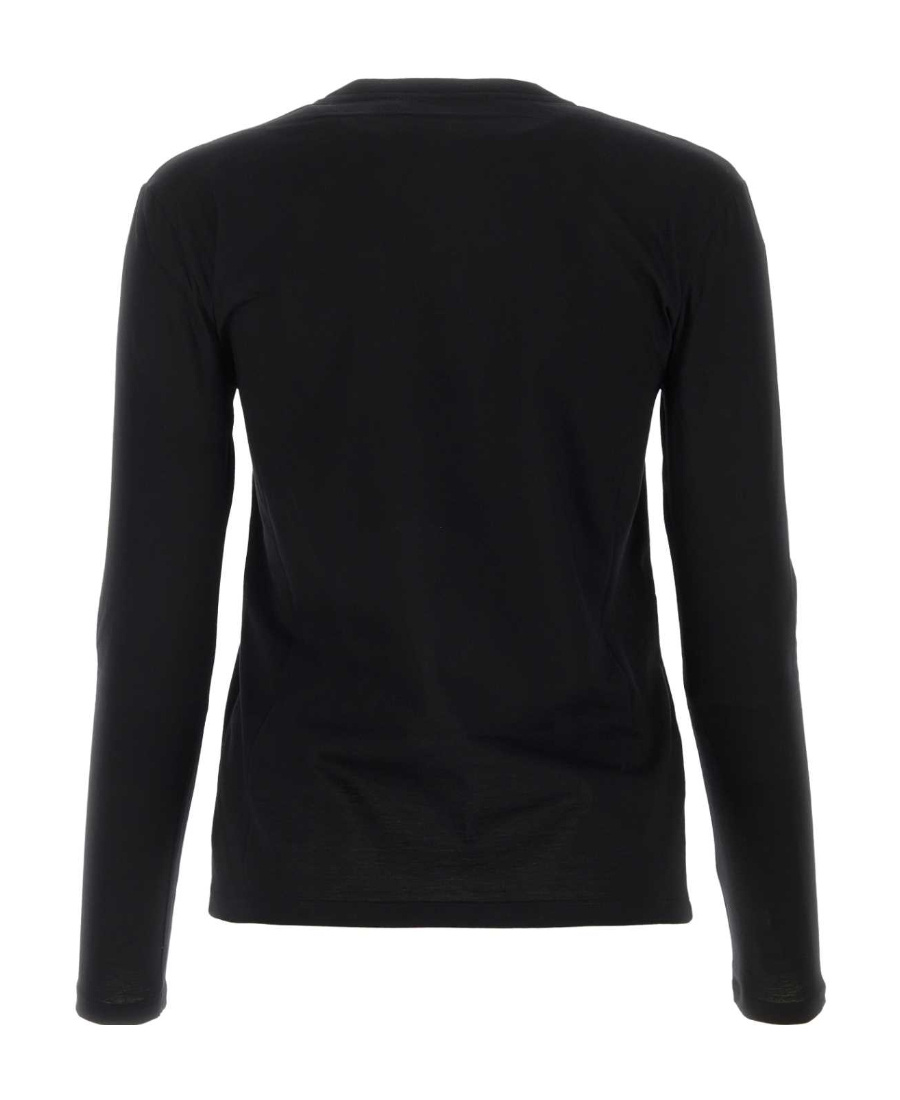 Miu Miu Logo-print Long-sleeve Cotton T-shirt In Black