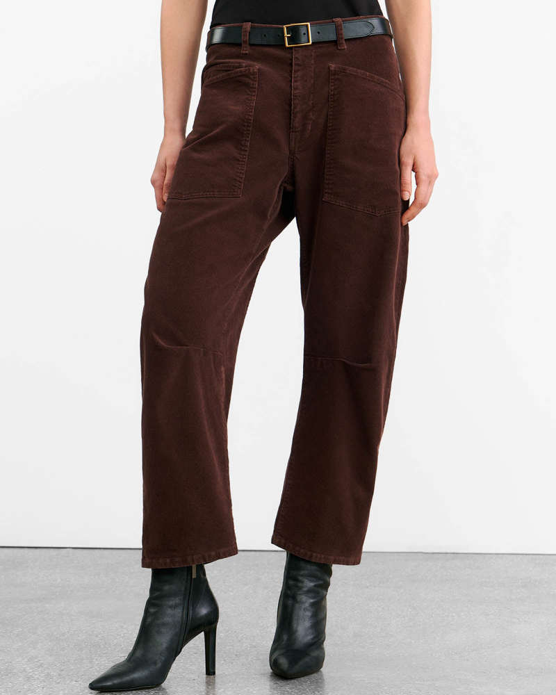 Nili Lotan Shon Cotton-blend Corduroy Tapered Pants In Burgundy