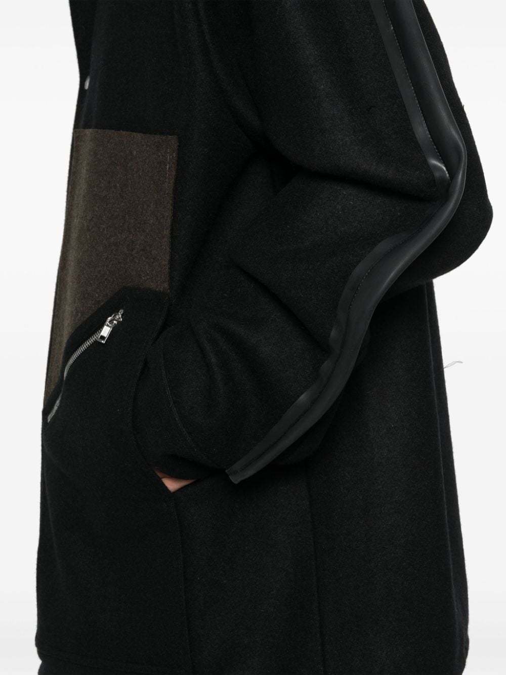 Rick Owens Drawstring Hem Wool Coat In Black