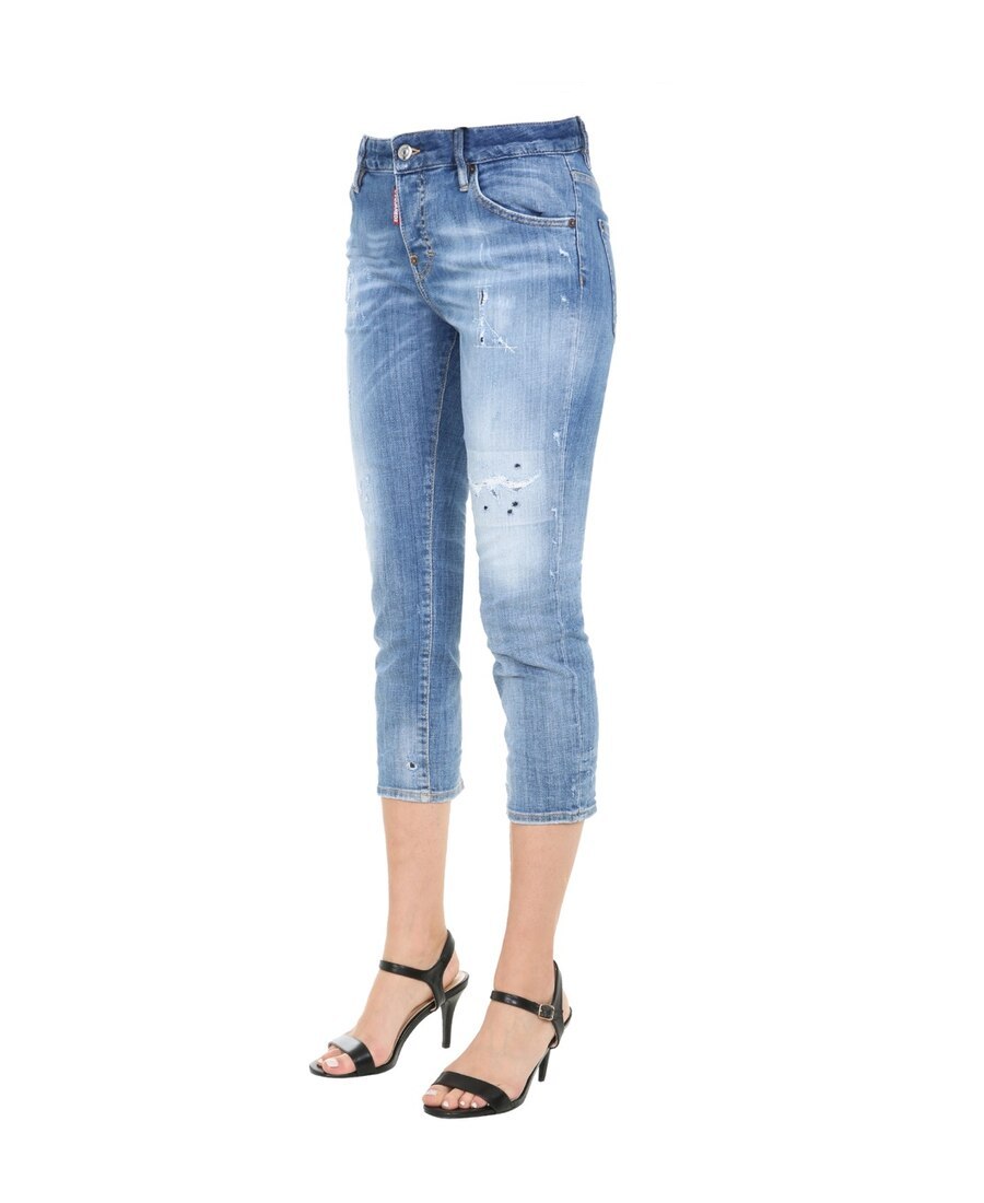 Dsquared2 Cropped Boyfriend Jeans In Blue
