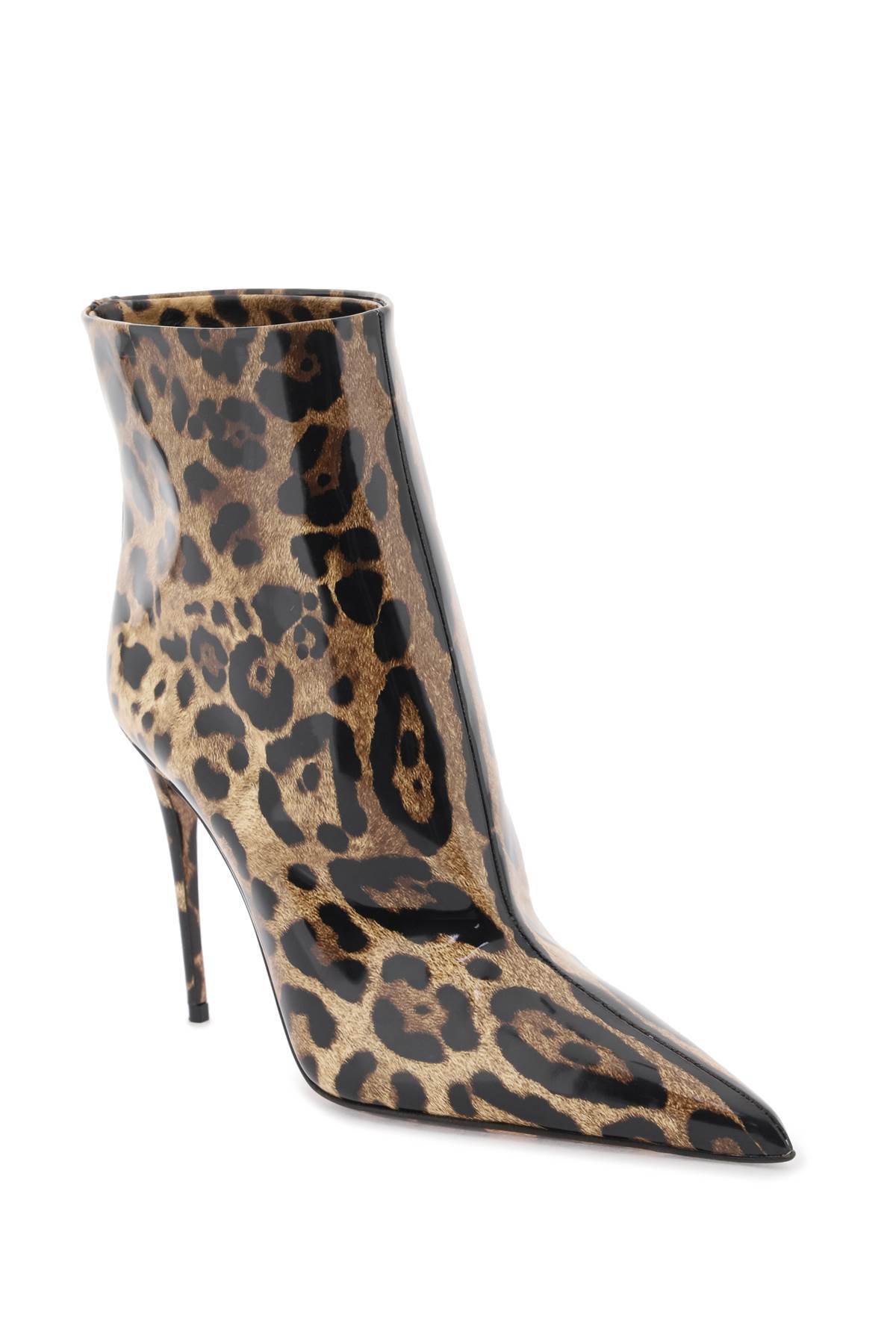 Dolce & Gabbana Women's 105mm Leopard Leather Booties In Black