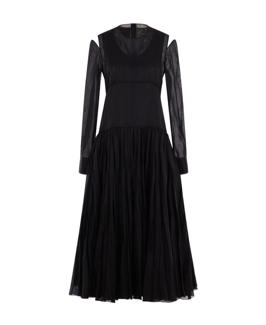 jil sander pleated dress Jil Sander, Pleated midi dress, Women, Black, S-M, Dresses, Materialmix