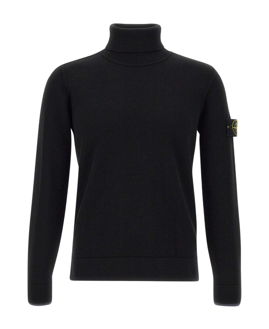 Stone Island Compass-motif Roll-neck Sweater In Black