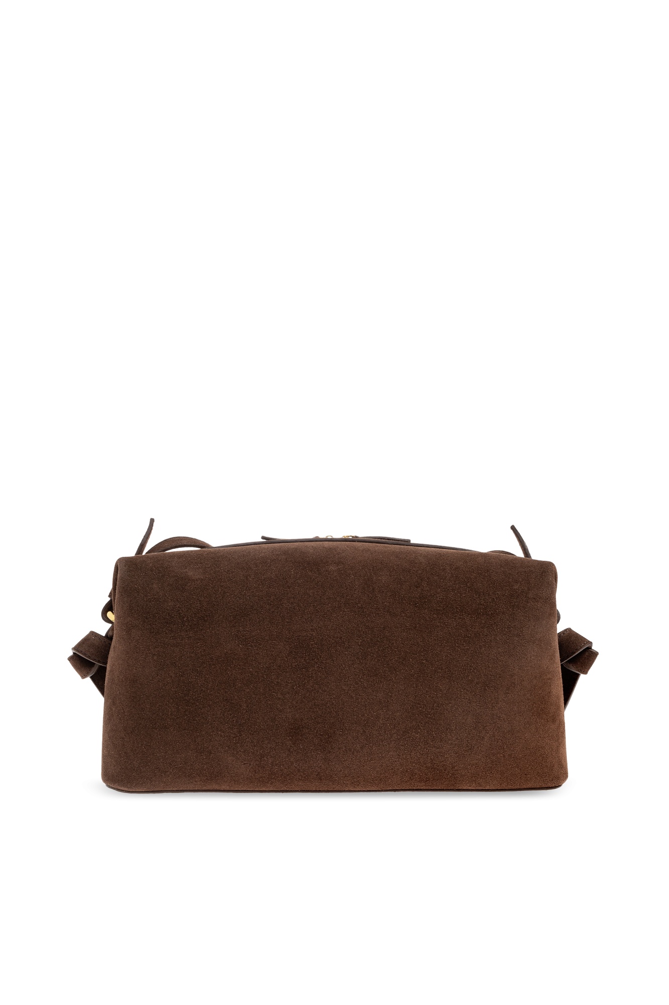 Yuzefi Brioche Knotted Suede Shoulder Bag In Brown