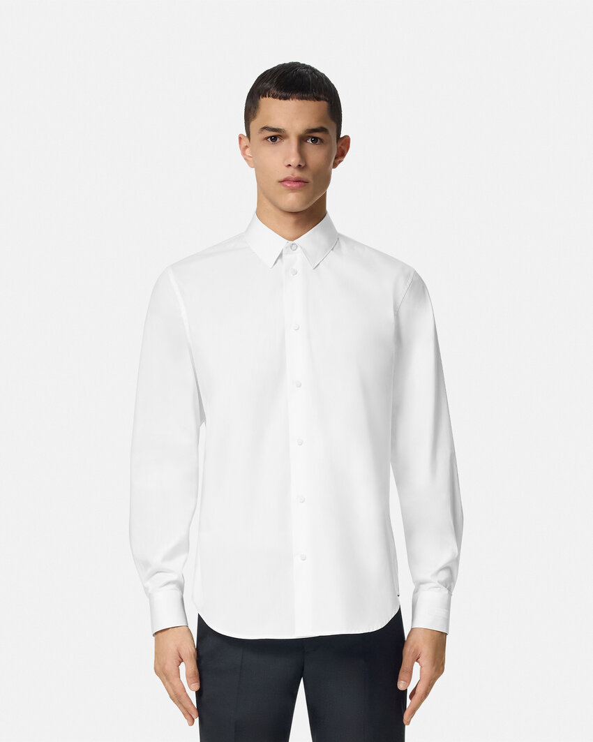 Versace Barocco Jacquard Button-up Shirt In White