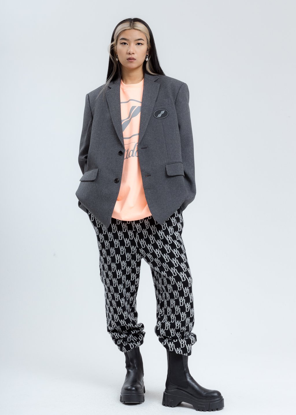 We11 Done Intarsia Knit Track Trousers In Black