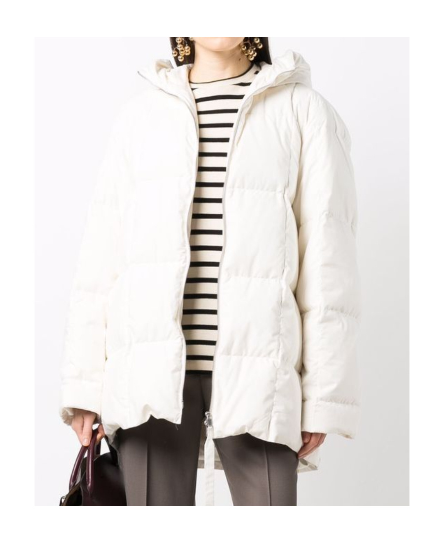 Jil Sander Padded Zipped Coat In Nude