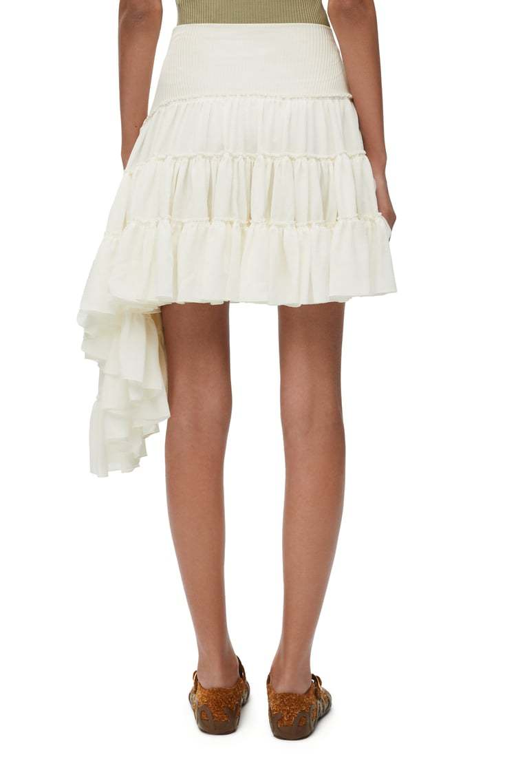 Loewe Asymmetrical Layered Silk Skirt With Ribbed Waistband In Neutral