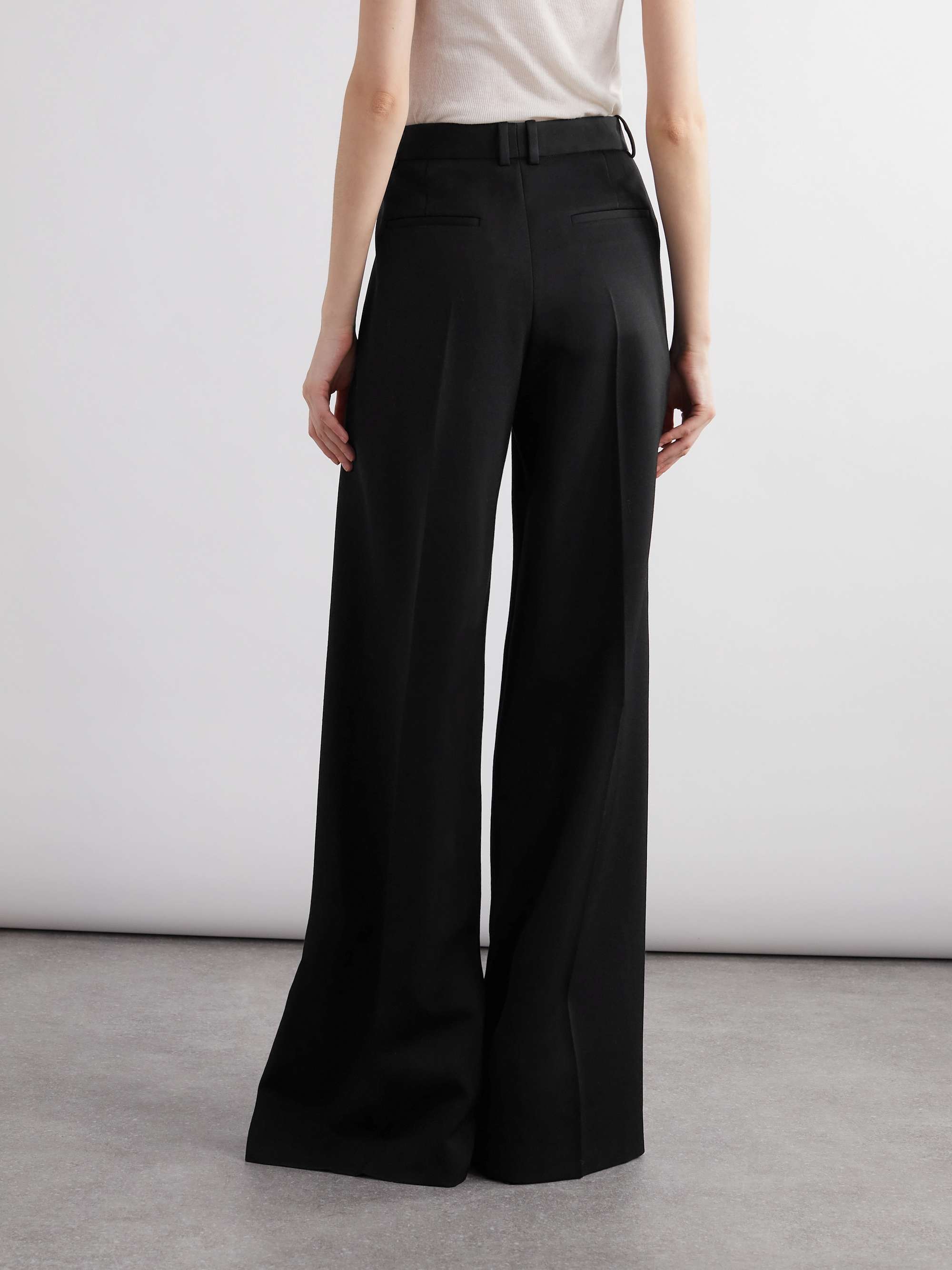 Saint Laurent Grain De Poudre Wool Wide-leg Pants In Black