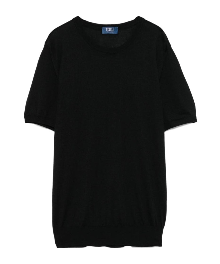 Fedeli Drop-shoulder Cotton Jumper In Black
