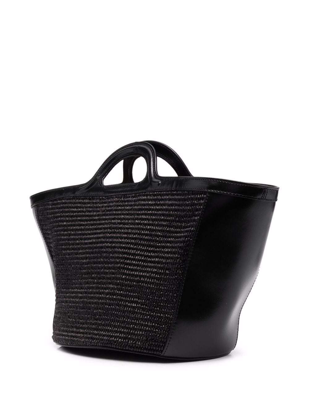 Shop Marni Tropicalia Small Bag In Black Leather And Raffia