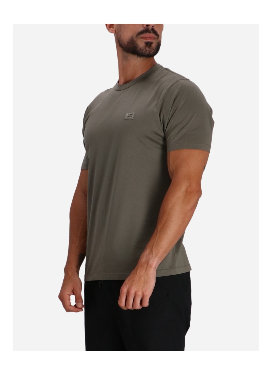 C.p. Company Crew Neck Cotton T-shirt Patch In Green