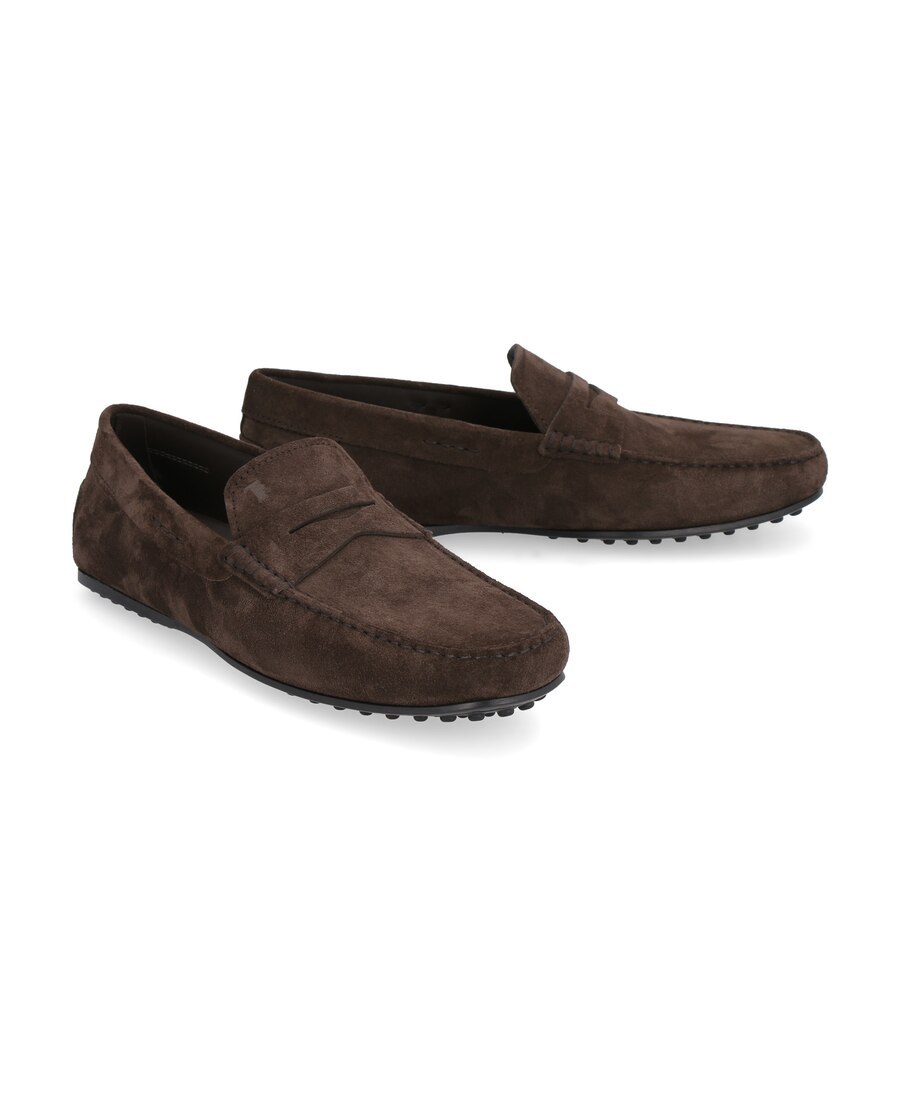 Tod's Brown Leather Loafers With Minimalist Design In Brown