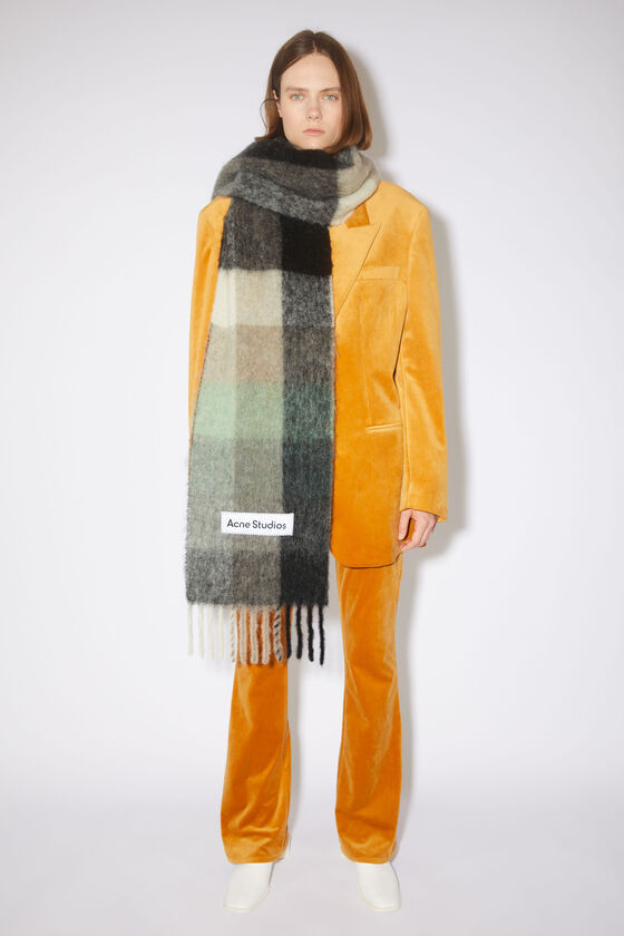 Shop Acne Studios Multi Check Scarf In Gray