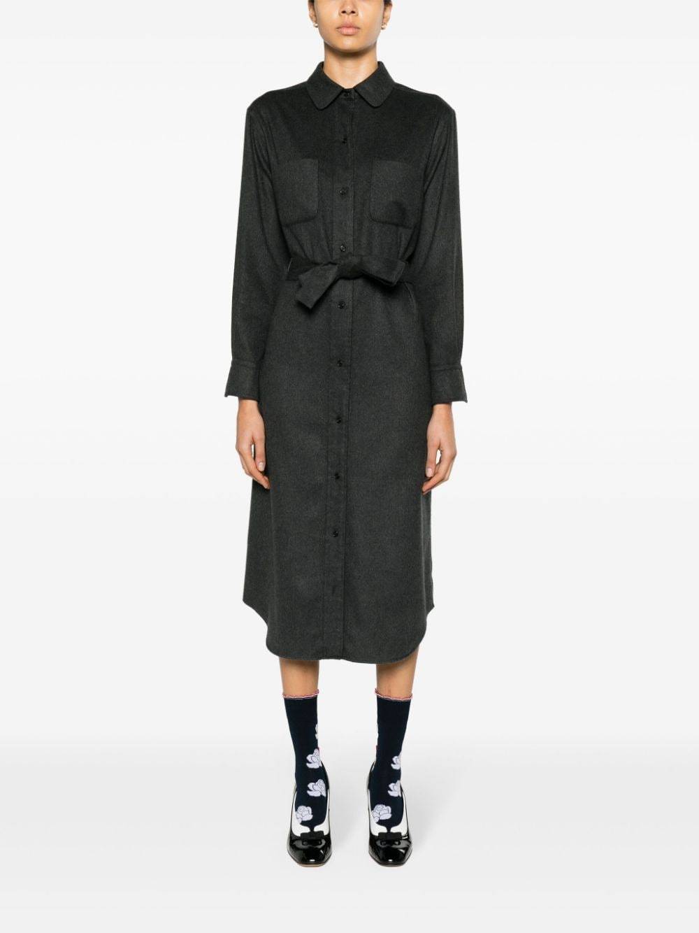 Thom Browne Silk-blend Midi Shirt Dress In Black