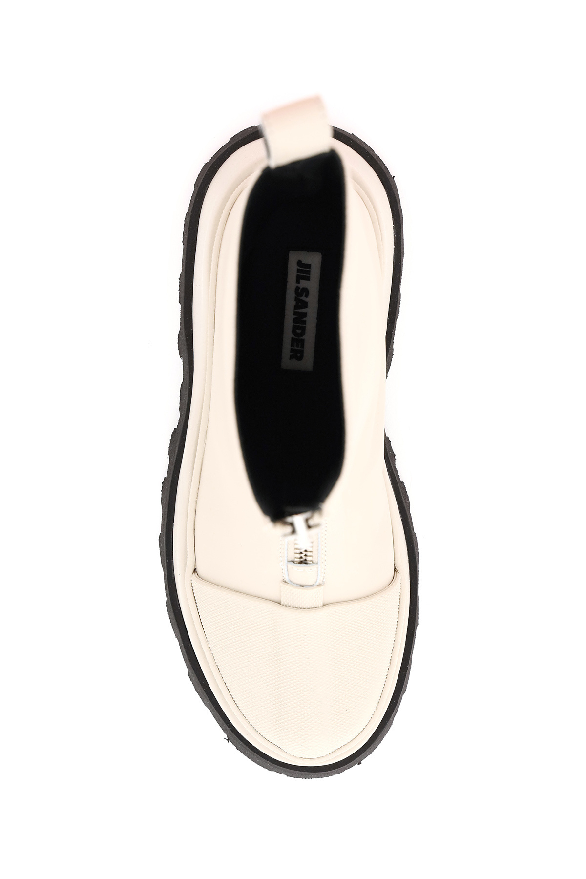 Jil Sander Leather Front-zip Ankle Boots In Nude