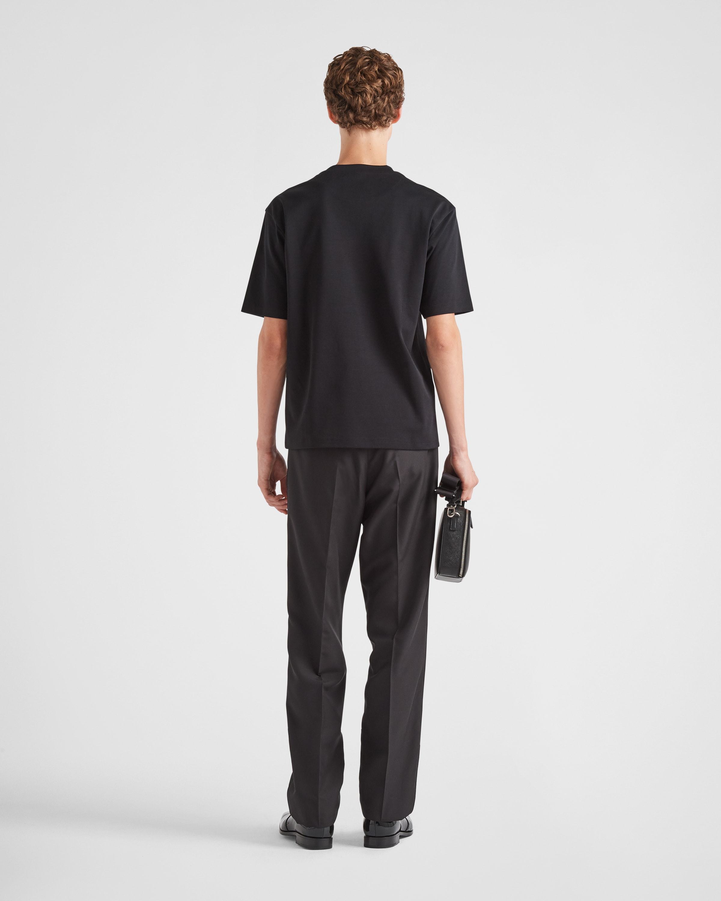 Prada Short Sleeved Crewneck T-shirt In Black