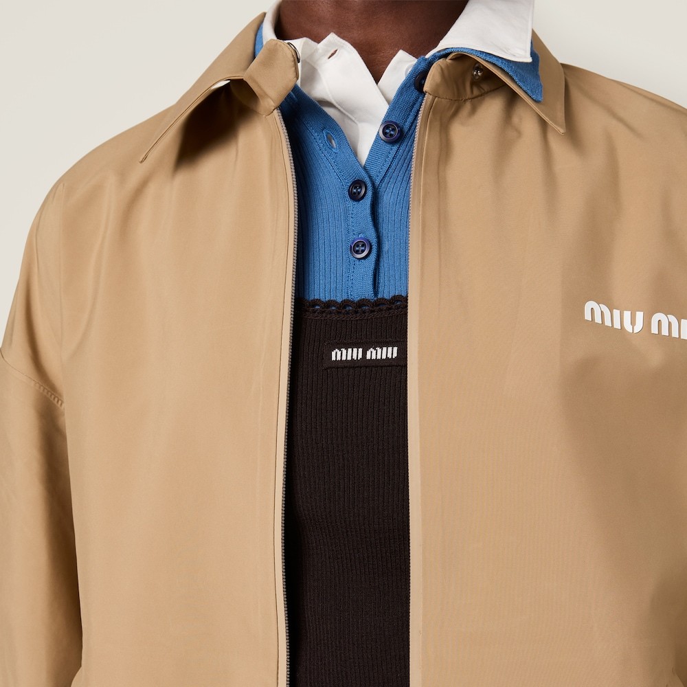 Miu Miu Technical Fabric Windbreaker In Brown