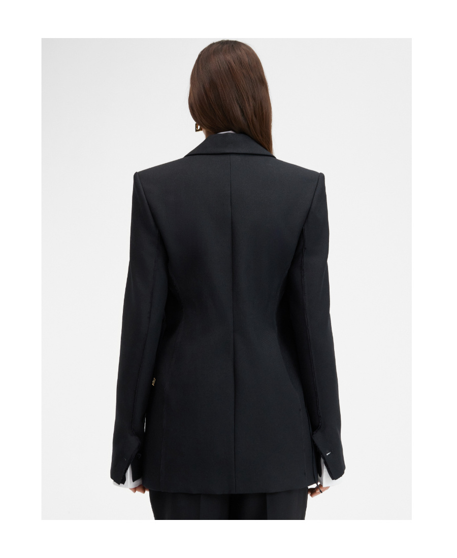 Jacquemus Caraco Raw-seam Single-breasted Blazer In Black
