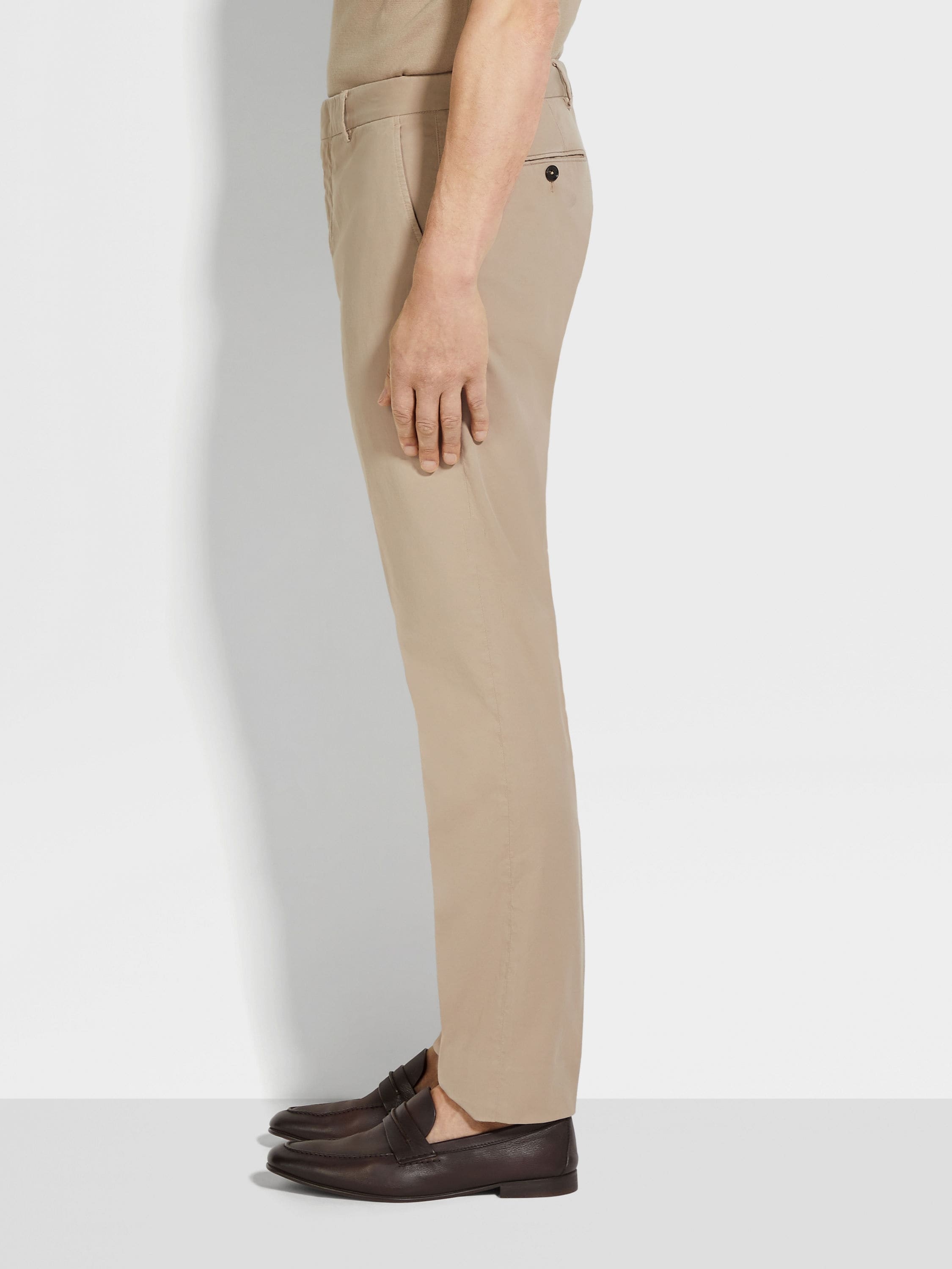 Zegna Five Pocket Cotton Pants In Nude
