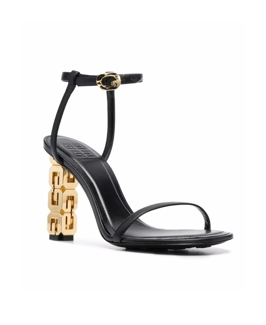 GIVENCHY SANDALS IN LEATHER WITH G CUBE HEEL
