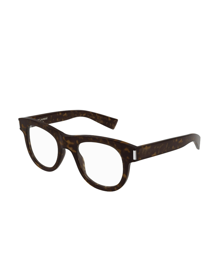 Saint Laurent Tortoiseshell-effect Round-frame Glasses In Black