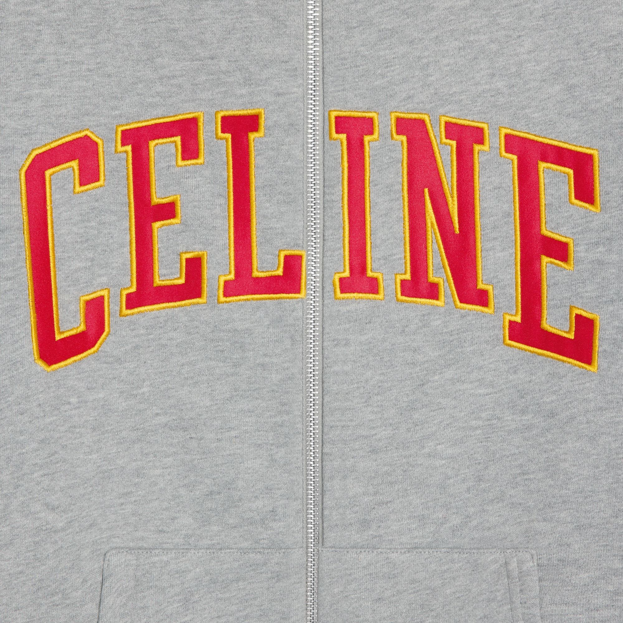 Celine Loose Zip Up Hoodie In Cotton Fleece In Gray
