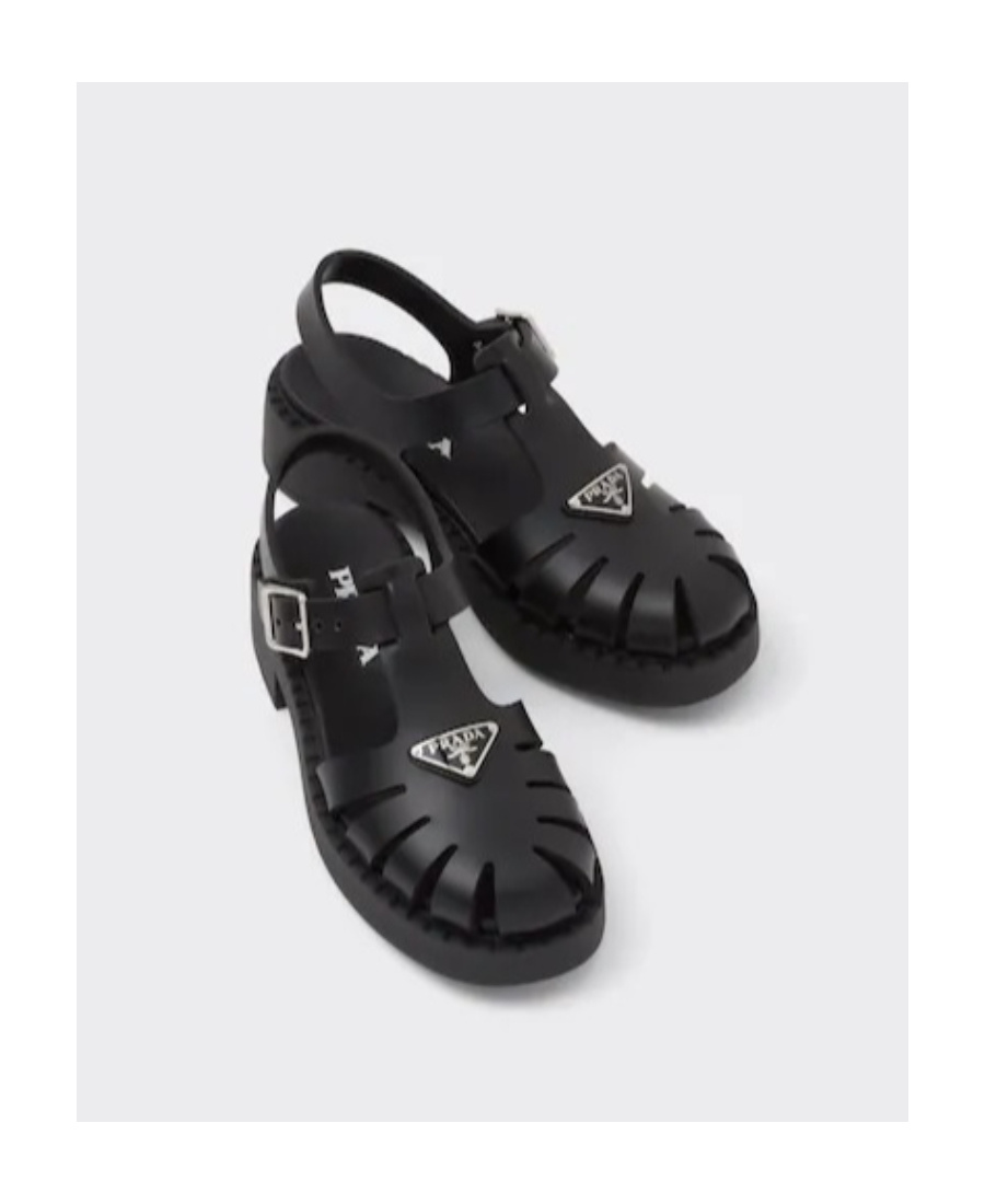 Shop Prada Triangle Logo-plaque Buckled Sandals In Black