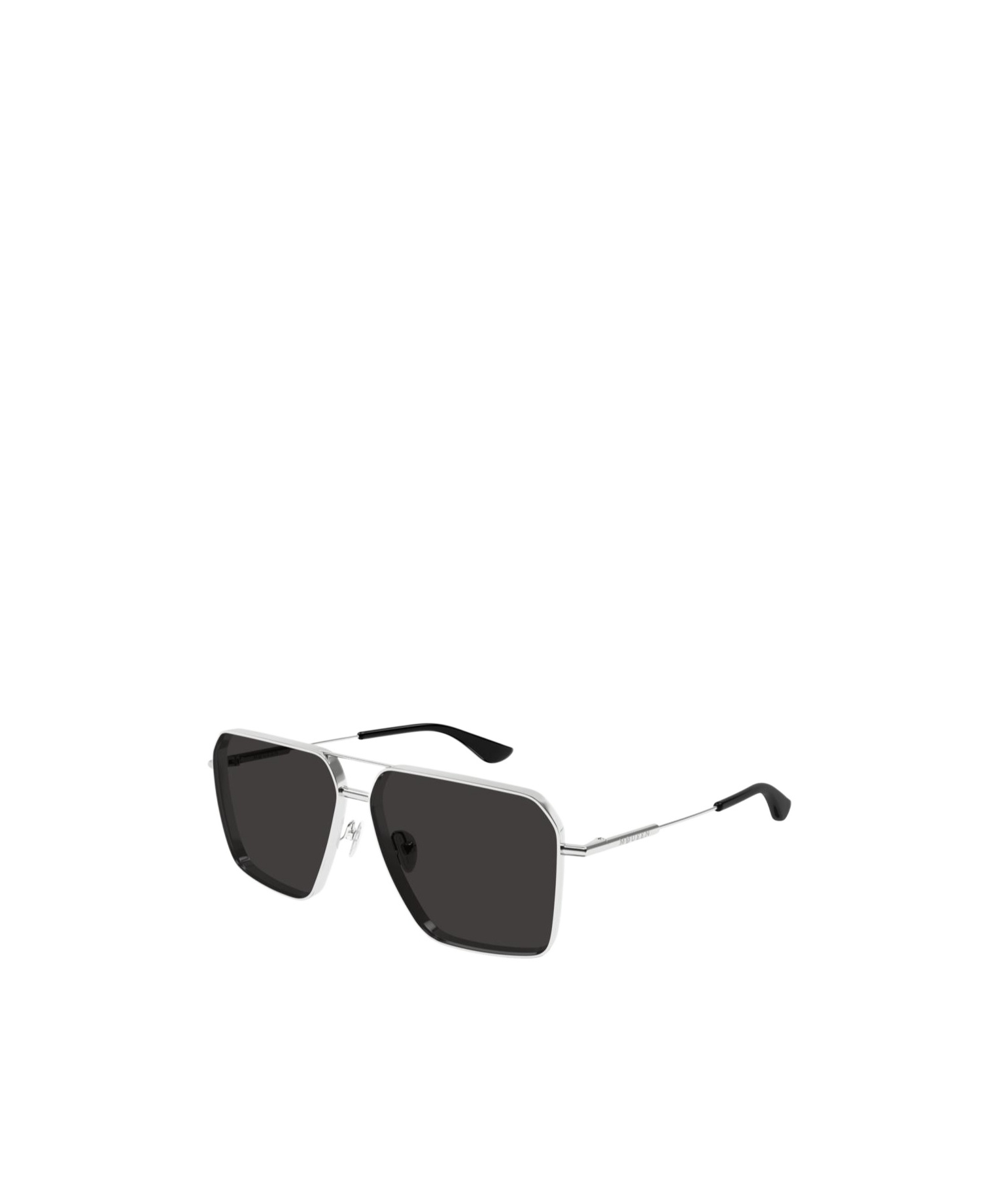 Alexander Mcqueen Men's Double-bridge Metal Skull Aviator Sunglasses In Black