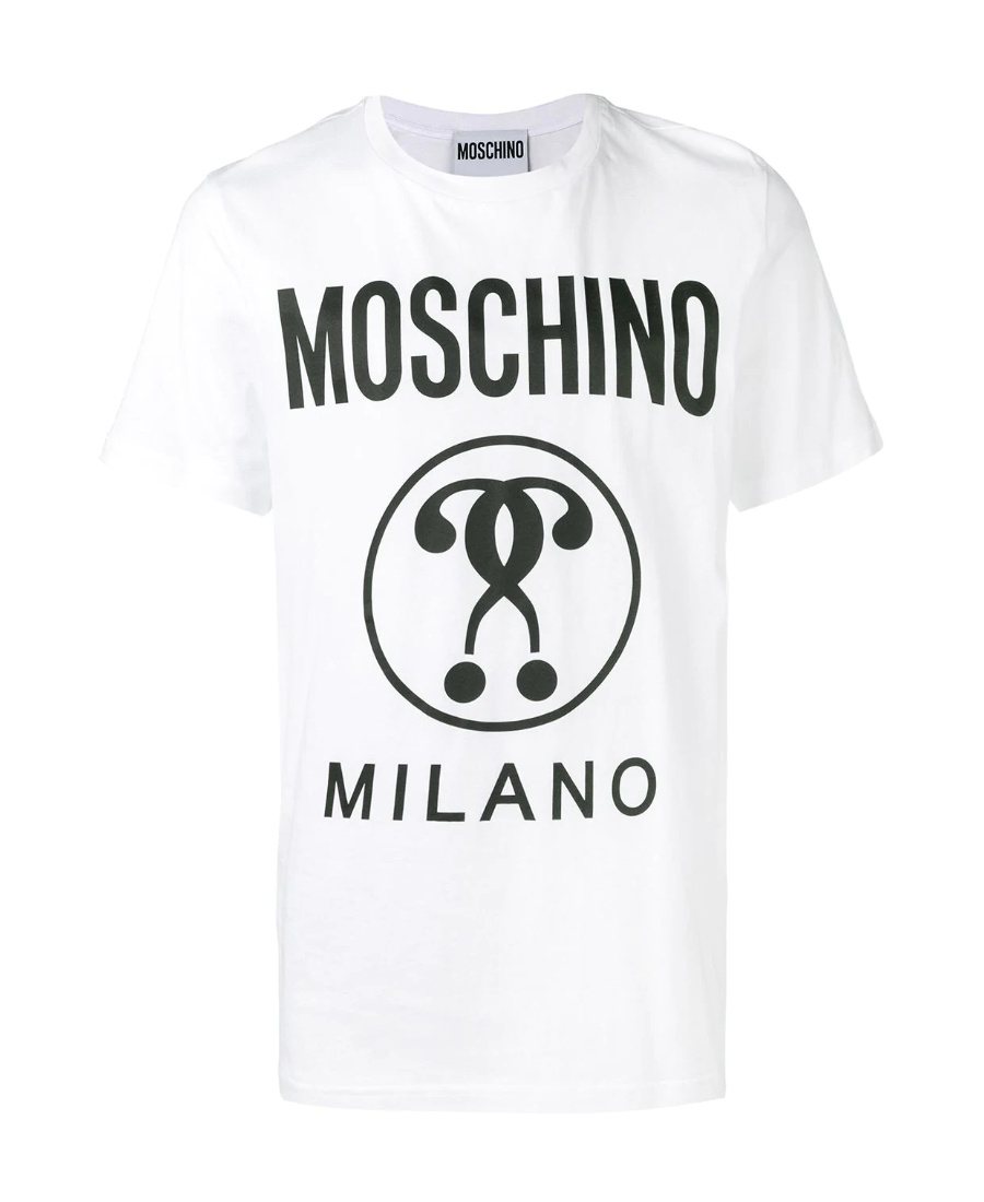 Moschino Cotton T-shirt With Double Question Mark Logo In White