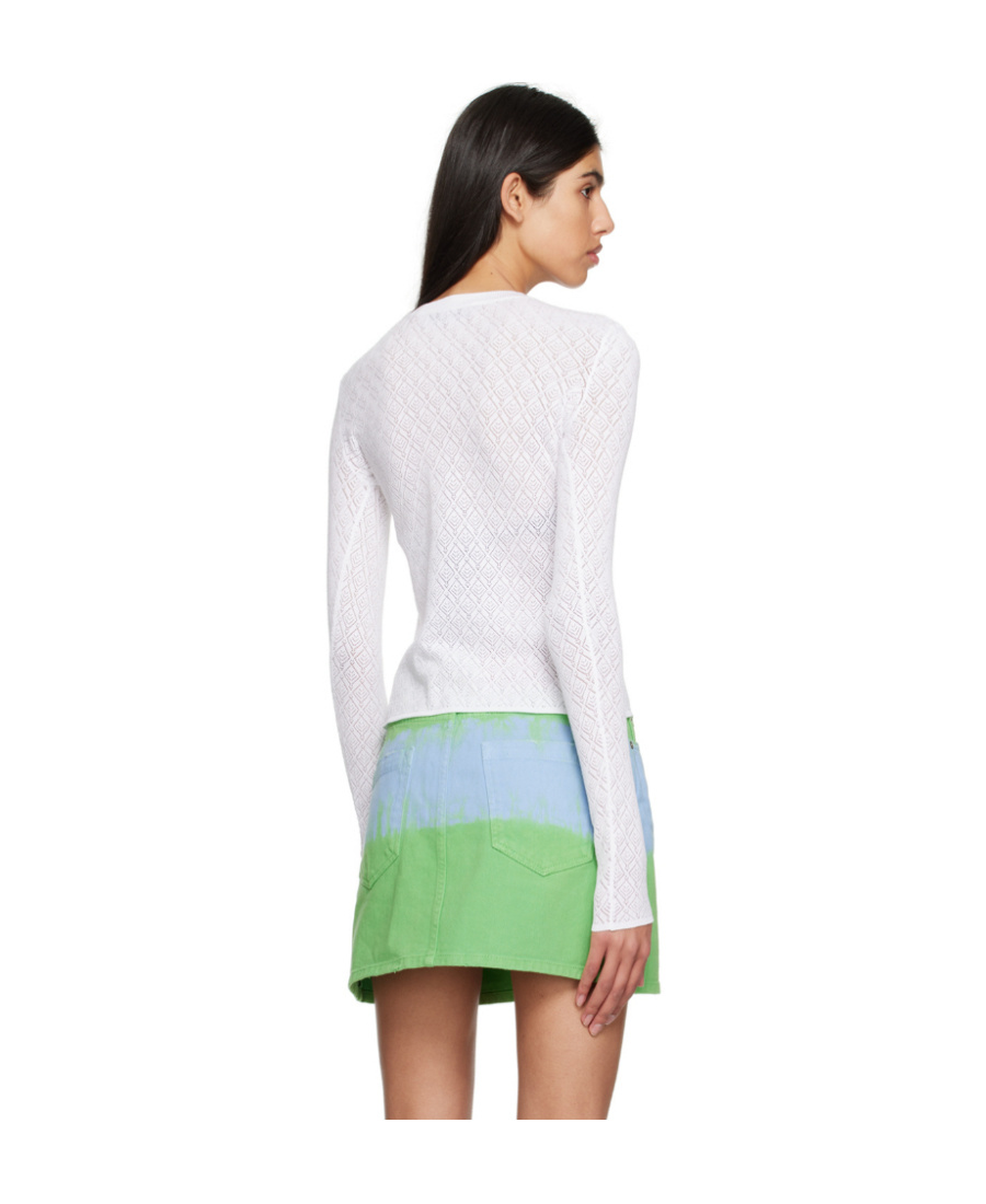 Msgm T-shirt With Round Neck And Long Sleeves In White
